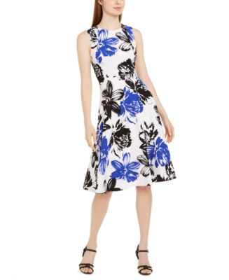 Calvin Klein Big Floral Printed Midi Dress - Macy's