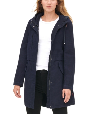 Levi's Women's Cotton Hooded Fishtail Parka Jacket In Navy