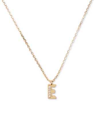 kate spade new york - Gold-Tone Crystal Mini Initial Pendant Necklace, 17" + 3" extender