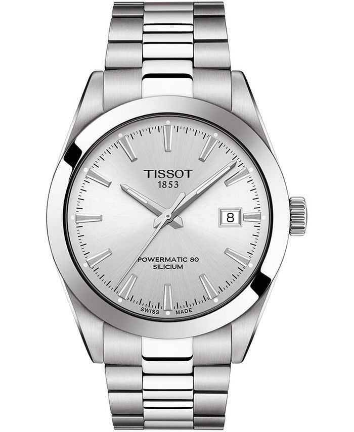 Tissot - Men's Swiss Automatic T-Classic Gentleman Powermatic 80 Silicium Stainless Steel Bracelet Bracelet Watch 40mm