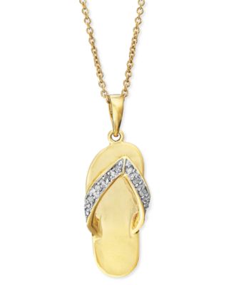 Diamond Flip-Flop Pendant Necklace in 18k Gold over Sterling Silver (1/10  ct. t.w.)