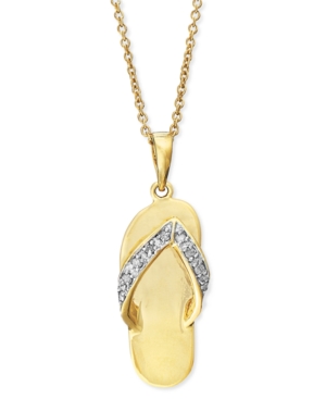 image of Diamond Flip-Flop Pendant Necklace in 18k Gold over Sterling Silver (1/10 ct. t.w.)