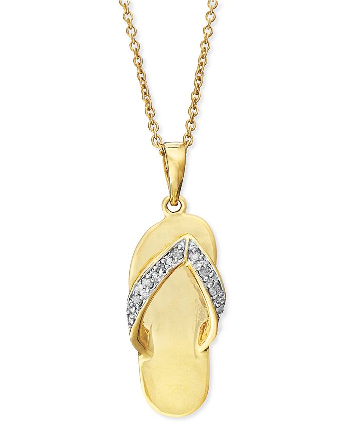 Macy's Diamond Flip-Flop Pendant Necklace in 18k Gold over Sterling ...