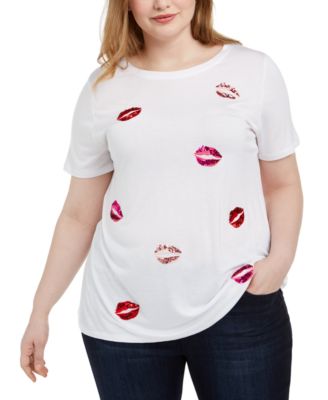 plus size sequin lips t shirt