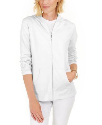 white zip front hoodie women's