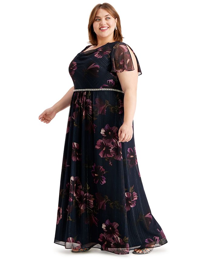 SL Fashions Plus Size Floral-Print Maxi Dress - Macy's