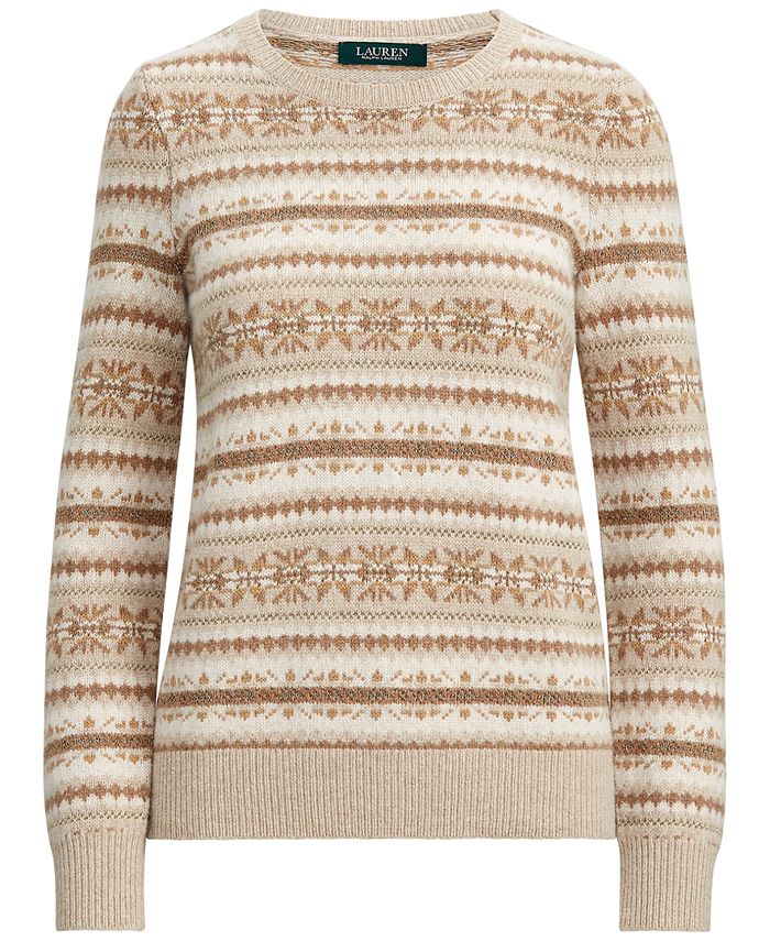 Lauren Ralph Lauren Petite Fair Isle Crewneck Sweater - Macy's