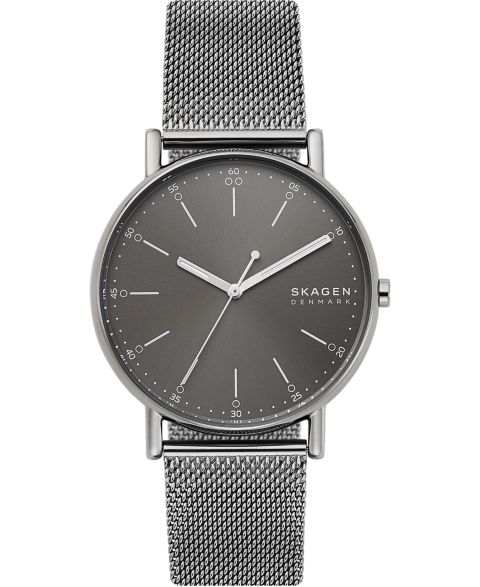 Мужские часы Skagen Signatur Gunmetal Stainless Steel Mesh Bracelet Watch 40mm