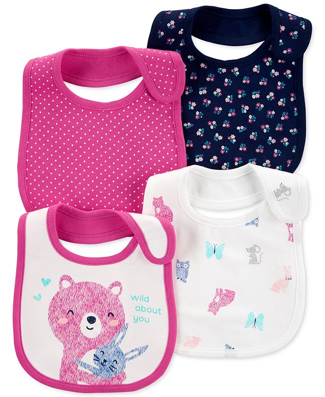 Carter's Baby Girls 4Pack Printed Cotton Bibs & Reviews All Kids' Accessories Kids Macy's