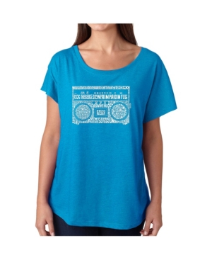 image of La Pop Art Women-s Dolman Cut Word Art Shirt - Greatest Rap Hits of The 1980-s