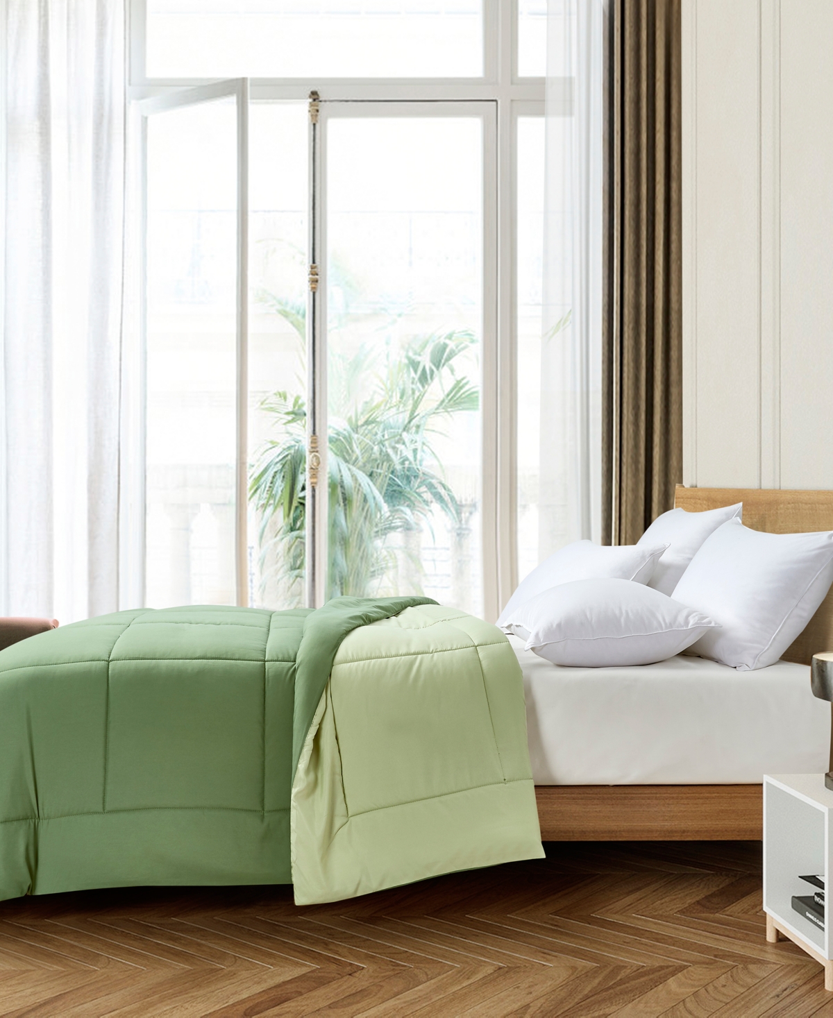 Royal Luxe Reversible Down Alternative Comforter, Full/queen, Exclusively At Macy's In Olive,sage