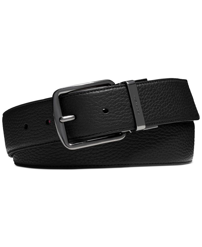 LOUIS STITCH Men Formal Black Genuine Leather Reversible Belt MT