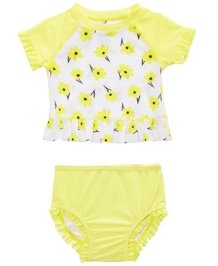 First Impressions Baby Girls 2 Pc. Floral Print Rash Guard