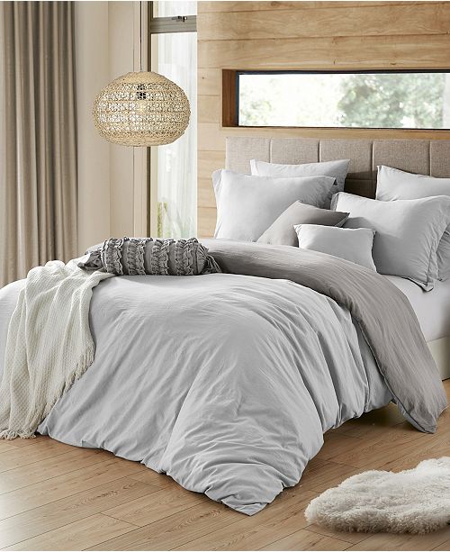 Cathay Home Inc Ultra Soft Reversible Crinkle Duvet Cover Set