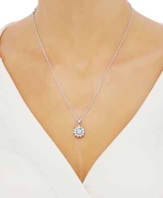 Diamond Flower 18" Pendant Necklace (1/4 ct. t.w.) in Sterling Silver