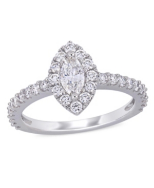 image of Marquise Certified Diamond (1 ct. t.w.) Halo Engagement Ring in 14k White Gold