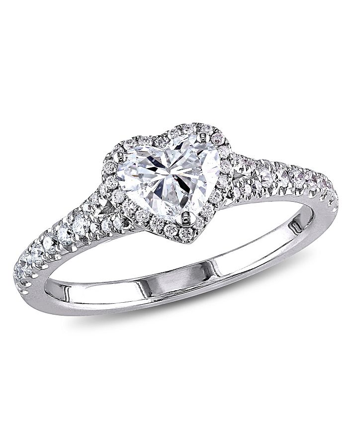 Macy's Certified Diamond (1 ct. t.w.) Halo Heart Engagement Ring in 14k