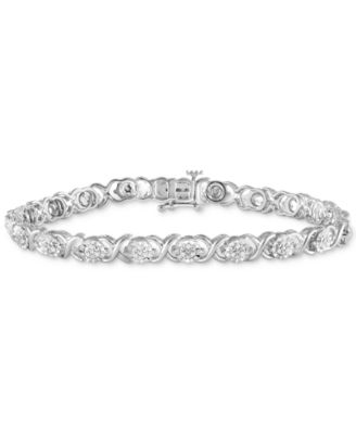 Diamond Link Bracelet (1/4 ct. t.w.) in Sterling Silver or 14k Yellow Gold Over Sterling Silver