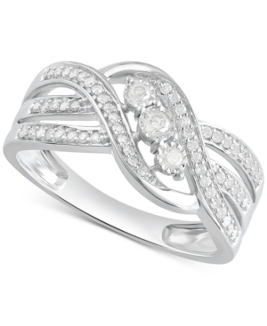 image of Diamond Three-Stone Overlap Statement Ring (1/4 ct. t.w.) in Sterling Silver