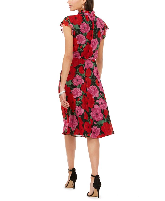 julia jordan Floral-Print Flutter-Sleeve Dress - Macy's