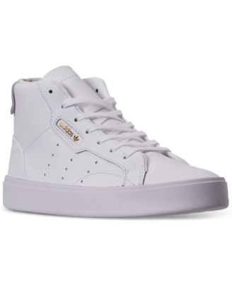 adidas originals sleek mid top sneakers in white and gray