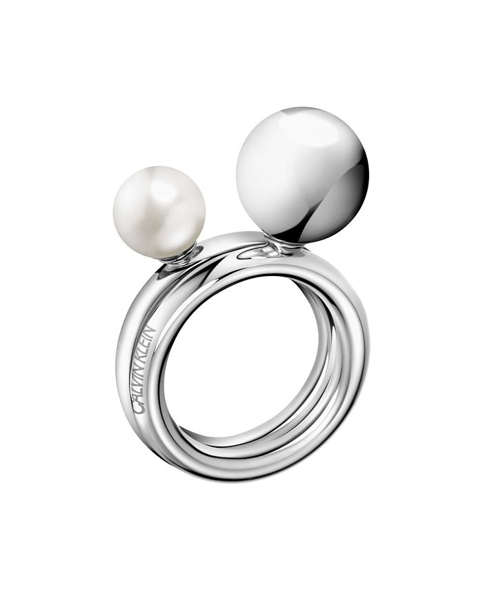 Calvin Klein Bubbly Stainless Steel and White Pearl Imitation Ring Set &  Reviews - All Fine Jewelry - Jewelry & Watches - Macy's