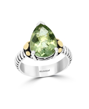 image of Effy Green Amethyst (4-1/10 ct. t.w.) Black Spinel Ring in 18k Yellow Gold and Sterling Silver