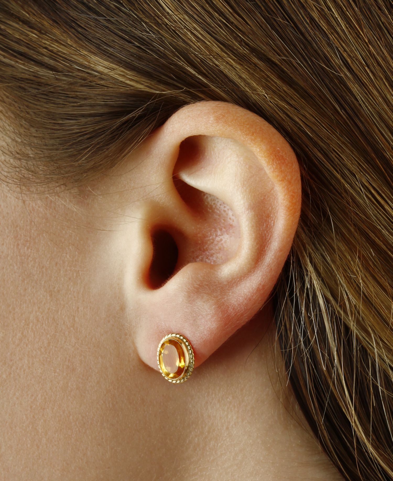 Gemstone Twist Gallery Stud Earring Set in 14k Gold