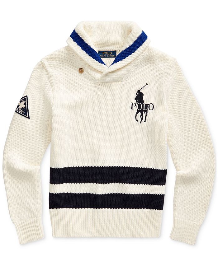 Polo Ralph Lauren Big Boys' Logo Shawl-Collar Sweater