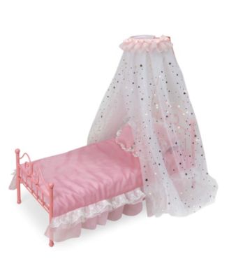 Badger Basket Starlights Led Canopy Metal Doll Bed with Bedding