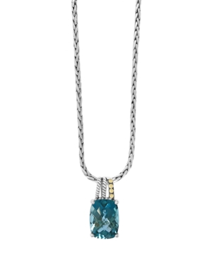 image of Effy Blue Topaz Pendant (1-1/2 ct. t.w.) in 18k Yellow Gold Accents and Sterling Silver