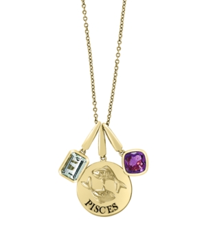image of Effy Zodiac Multi Gemstone (1 1/2 ct. t.w.) Pisces Pendant in 14k Yellow Gold