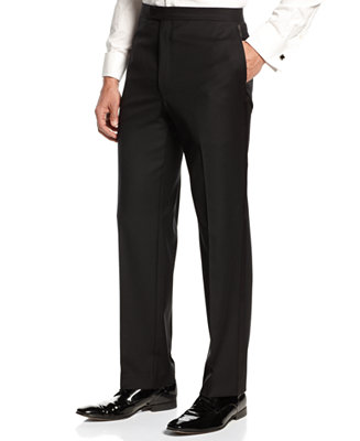 Lauren Ralph Lauren Flat-Front Black Tuxedo Pants - Macy's