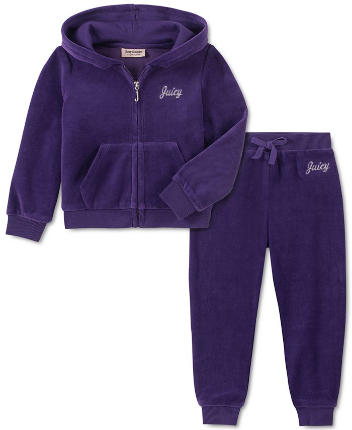 NWT, Girls Pink Juicy Couture Velour Set, Hoodie + Jogger Pants. Size 4T
