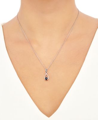 2-Pc. Set Sapphire (1-1/3 ct. t.w.) & Diamond (1/20 ct. t.w.) Pendant Necklace & Matching Drop Earrings in Sterling Silver (Also in Emerald)