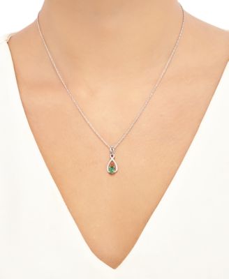 2-Pc. Set Sapphire (1-1/3 ct. t.w.) & Diamond (1/20 ct. t.w.) Pendant Necklace & Matching Drop Earrings in Sterling Silver (Also in Emerald)