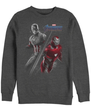 Marvel Men's Avengers Endgame Iron Man Captain America Split Crewneck Fleece