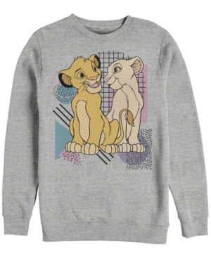 Disney Men's Lion King Retro Simba and Nala Crewneck Fleece
