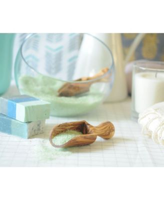 Olive Wood Bath Salt Scoops, Set of 2" - 5"
