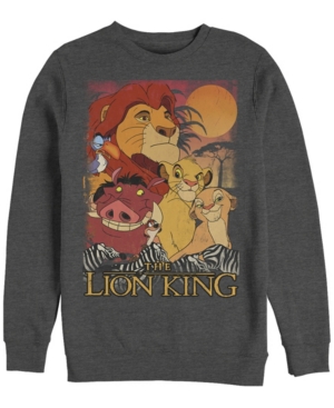 Disney Men's Lion King Happy Group Shot Sunset Crewneck Fleece