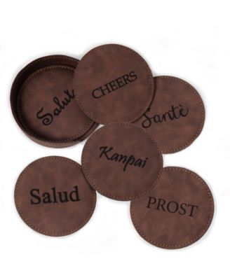 Coaster with Holder in Vintage-like Set of 6