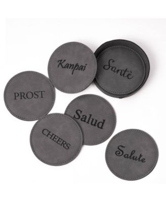 Подстаканник Bey-Berk Bey-Berk с подставкой из винтажного кожзаменителя, набор из 6 предметов