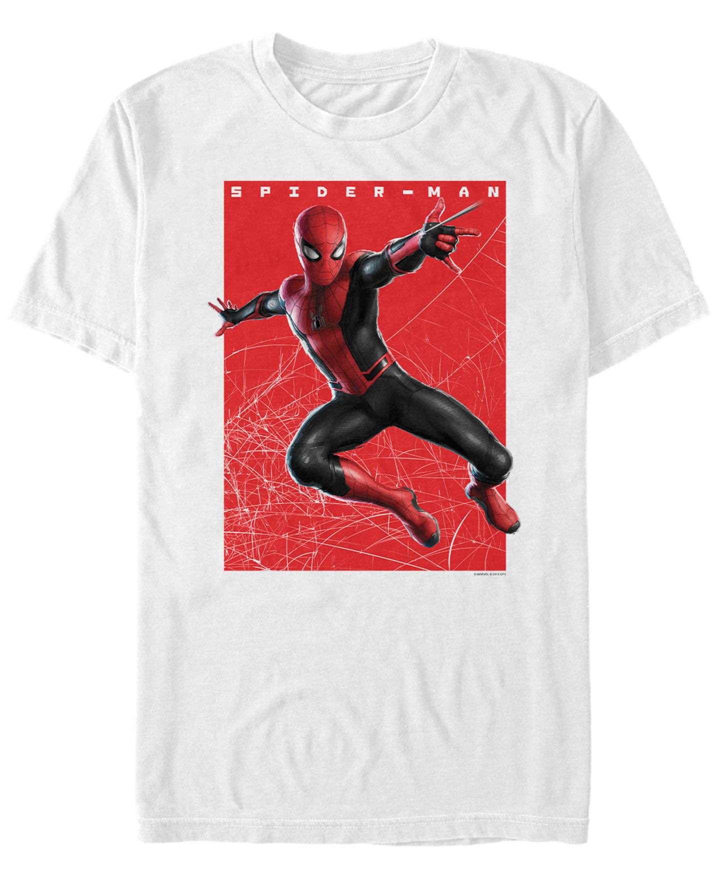Мужская футболка Fifth Sun Marvel Spider-Man Far From Home Web Swinging Spider Poster, Short Sleeve, цвет: Белый — фото 1