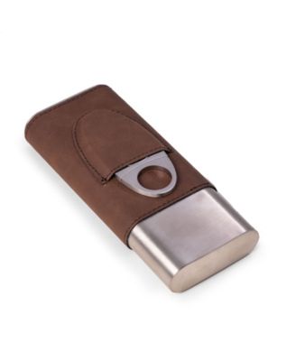 Leather 3 Cigar Case with Cigar Cutter