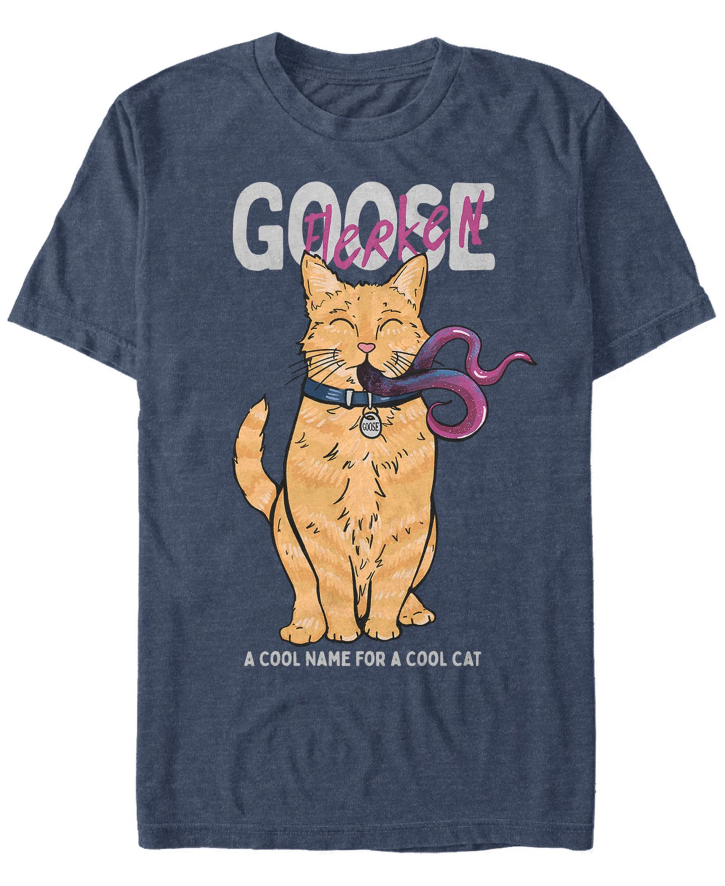 Мужская футболка Fifth Sun Marvel Captain Marvel Goose Flerken Cool Cat Name, Short Sleeve, цвет: Тёмно-синий — фото 1