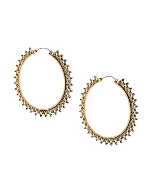 image of Steve Madden Large Crown Design Hoop Earring 2.64