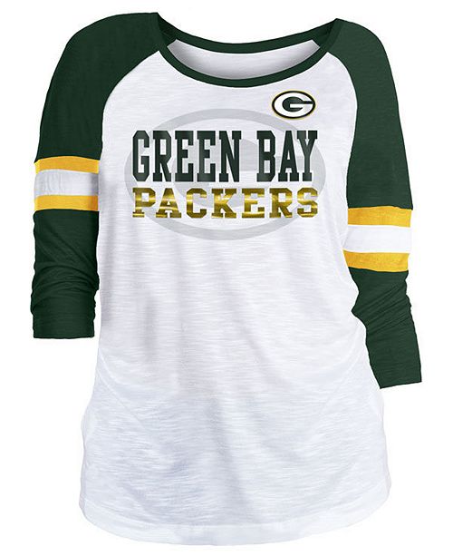 5th Ocean Women S Green Bay Packers Three Quarter Sleeve Slub Raglan T Shirt Reviews Sports Fan Shop By Lids Men Macy S