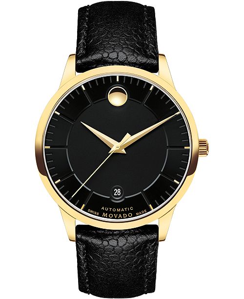 Movado Men S Swiss Automatic 1881 Black Leather Strap Watch 40mm Reviews All Fine Jewelry Jewelry Watches Macy S