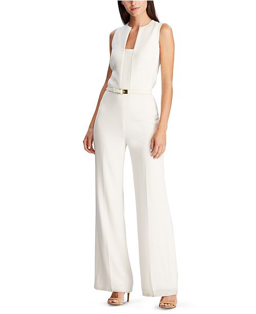 Lauren Ralph Lauren Belted Crepe Jumpsuit Reviews Women