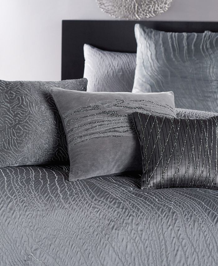 Donna Karan Current 18 Square Metallic Sashiko Decorative Pillow - Macy's